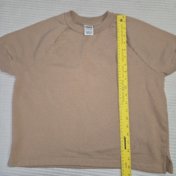 Victoria's Secret Pink Women's Tan Short Sleeve Cropped Sweatshit Size XS - Picture 5 of 10